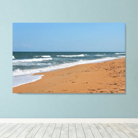 Toile Vagues de plage de crashage Paysage marin (Insitu (Plancher de Bois))