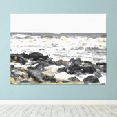 Toile Vagues déchaînées de l'océan rocheux (Insitu (Plancher de Bois))