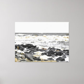 Toile Vagues déchaînées de l'océan rocheux