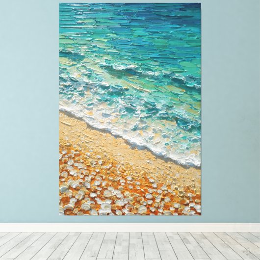 Toile Vagues d'Océan Turquoise avec Texture de Rivage Sa (Insitu (Plancher de Bois))