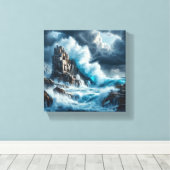 Toile Vagues Dramatiques S'écrasant Contre une Verticale (Insitu (Plancher de Bois))