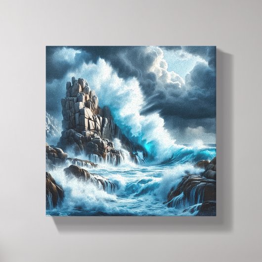 Toile Vagues Dramatiques S'écrasant Contre une Verticale (Recto)