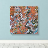 Toile Vagues en rouge et bleu acrylique pour l'art Abstr (Insitu (Plancher de Bois))