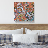 Toile Vagues en rouge et bleu acrylique pour l'art Abstr (Insitu(Chambre))