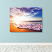 Toile Vagues magnifiques sur une plage de sable et couch (Insitu (Plancher de Bois))