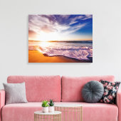 Toile Vagues magnifiques sur une plage de sable et couch (Insitu(Salon))