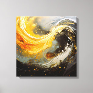 Toile Vagues modernes en marbre abstrait doré