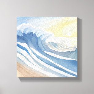 Toile Vagues océaniques Aquarelle bleue