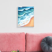 Toile Vagues océaniques bleu aquarelle côtier (Insitu(Salon))