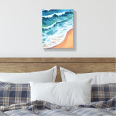 Toile Vagues océaniques bleu aquarelle côtier (Insitu(Chambre))