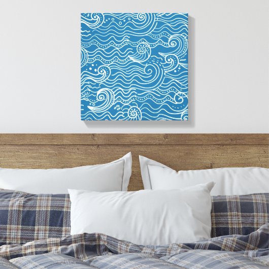 Toile Vagues océaniques bleues et blanches (Insitu(Chambre))