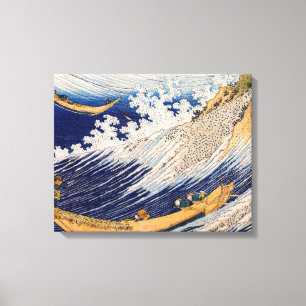 Toile Vagues océaniques Hokusai Bateaux en mer