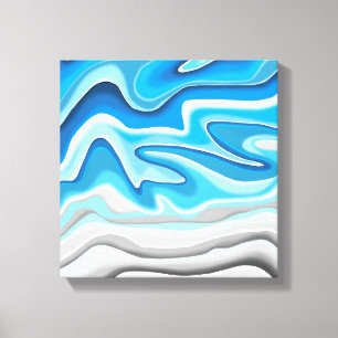 Toile Vagues océaniques   Peinture abstraite bleue