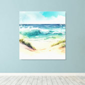 Toile Vagues océaniques s'écrasant sur le rivage (Insitu (Plancher de Bois))