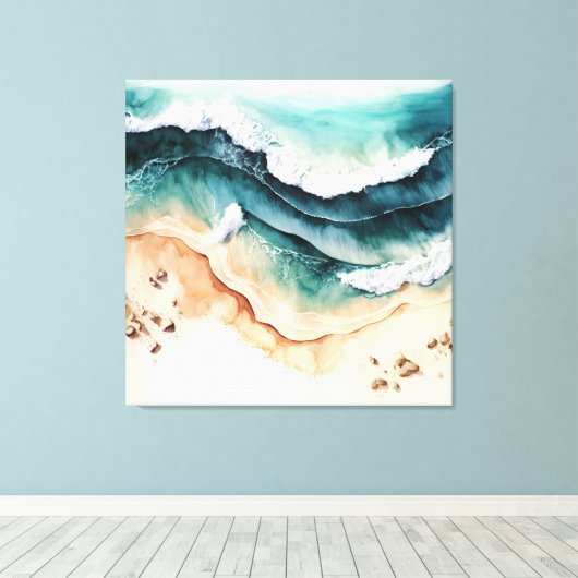 Toile Vagues océaniques s'écrasant sur le rivage (Insitu (Plancher de Bois))