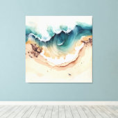 Toile Vagues océaniques s'écrasant sur le rivage (Insitu (Plancher de Bois))