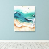 Toile Vagues océaniques s'écrasant sur le rivage (Insitu (Plancher de Bois))