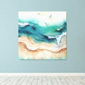 Toile Vagues océaniques s'écrasant sur le rivage (Insitu (Plancher de Bois))