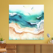 Toile Vagues océaniques s'écrasant sur le rivage (Insitu(Salon))
