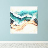 Toile Vagues océaniques s'écrasant sur le rivage (Insitu (Plancher de Bois))