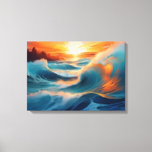 Toile Vagues océaniques sereines au lever du soleil (Recto)