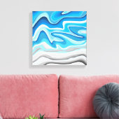 Toile Vagues océaniques | Tableau Abstrait bleu (Insitu(Salon))