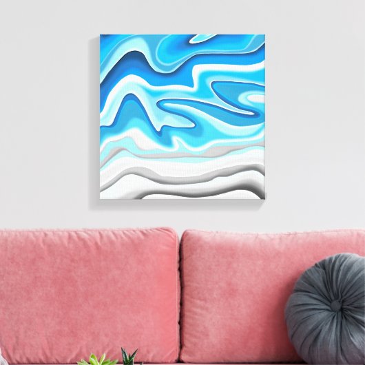 Toile Vagues océaniques | Tableau Abstrait bleu (Insitu(Salon))