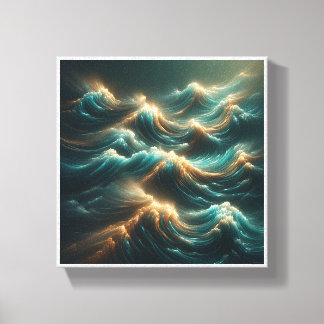 Toile Vagues radieuses et lumineuses - Océan moderne sar