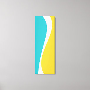 Toile Vagues simples 2 en Turquoise, Jaune et Blanc