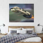 Toile Vaisseau spatial volant à travers une planète (Insitu(Chambre))