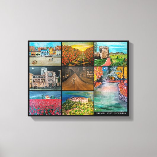 Toile Valence Espagne Collage Peinture par Alfred Fox (Recto)
