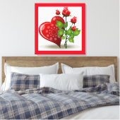 TOILE VALENTINE COEUR ROUGE ET ROSES ROUGES (Insitu(Chambre))
