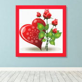 TOILE VALENTINE COEUR ROUGE ET ROSES ROUGES (Insitu (Plancher de Bois))