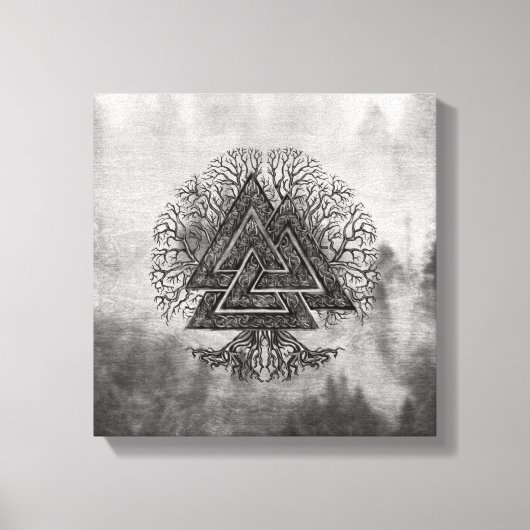Toile Valknut and Tree of Life Yggdrasil (Recto)