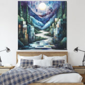 Toile Vallée de la Lune géométrique Abstraite avec riviè (Insitu(Chambre))