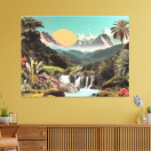 Toile Vallée Tropicale Surréelle Avec Cascades (Insitu(Salon))