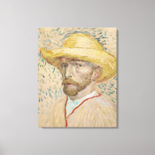Toile Van Gogh Autoportrait avec casquette en paille