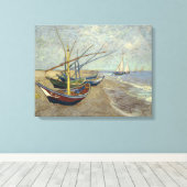 Toile Van Gogh Bateaux de pêche sur la plage aux Saint-J (Insitu (Plancher de Bois))