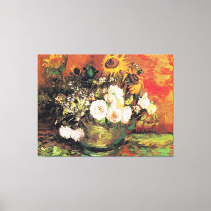 Toile Van Gogh - Bowl avec tournesol, Rose...
