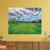 Toile Van Gogh Meadow avec des fleurs sous un ciel orage (Insitu(Salon))
