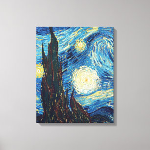 Toile Van Gogh Nuit étoilée Vintage Bleu Chef-d'œuvre