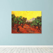 Toile Van Gogh Oliviers avec ciel jaune et soleil (Insitu (Plancher de Bois))