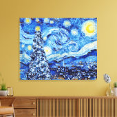 Toile Van Gogh Starry Nuit - White Christmas Tree Canva (Insitu(Salon))