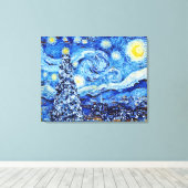 Toile Van Gogh Starry Nuit - White Christmas Tree Canva (Insitu (Plancher de Bois))