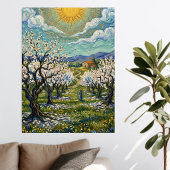 Toile Van Gogh Style Almond Orchard Sunlit Spring Poster