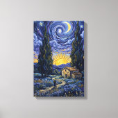 Toile Van Gogh Style Cypress Dusk Starry Night Art (Recto)