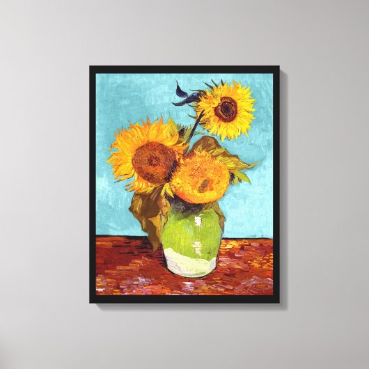Toile Van Gogh - Trois Tournesols Dans Un Vase - Art (Recto)