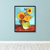 Toile Van Gogh - Trois Tournesols Dans Un Vase - Art (Insitu (Plancher de Bois))
