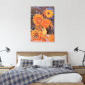Toile Van Gogh - Vase à vie continue avec cinq tournesol (Insitu(Chambre))