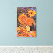 Toile Van Gogh - Vase à vie continue avec cinq tournesol (Insitu (Plancher de Bois))